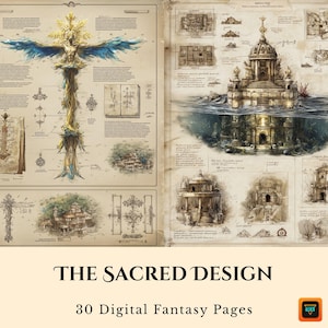 Fantasy Religion Pages, Arcane Paper Craft, Printable DnD Journal Pages, RPG Scrapbook Art, Cosplay Prop Kit, Collage Sheets, Worldbuilding