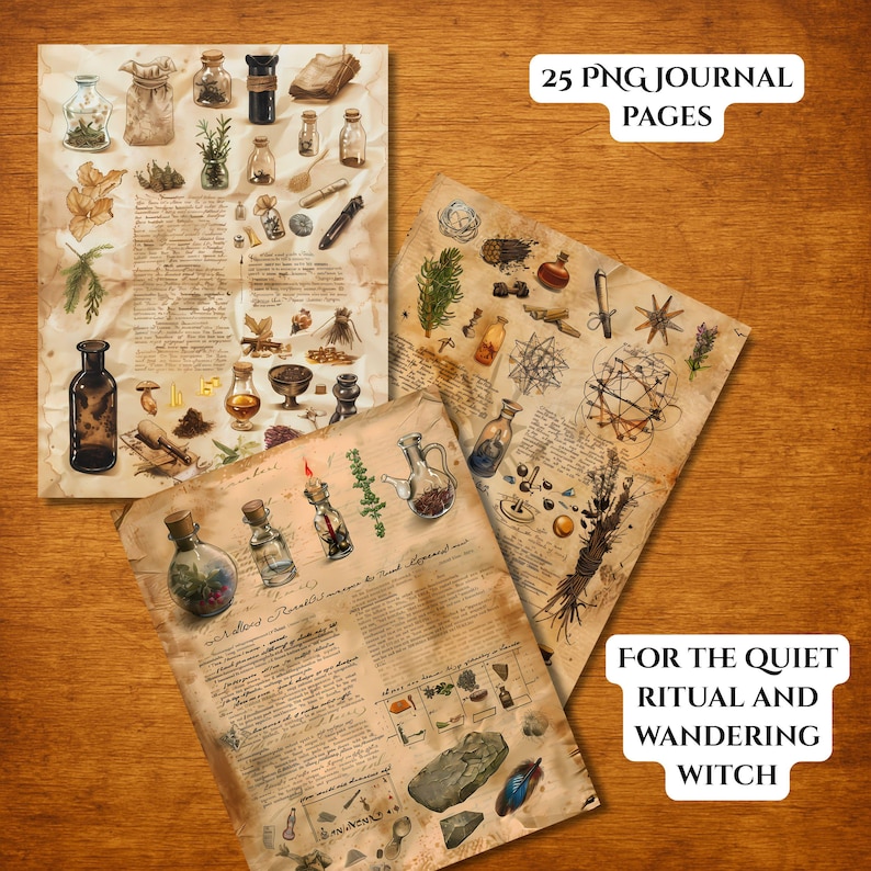 Witchcraft Junk Journal Pages, Digital Scrapbook Paper Kit, Ingredient ...