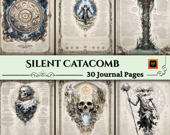 Necromantic Magic Spell Book Pages, Fantasy Junk Journal Kit, Scrapbook Ephemera, DnD Worldbuilding Paper, Enchanted DIY Grimoire Sheets