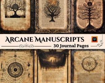 Mystisches Manuskript Junk Journal Seiten, Hexen Buch der Schatten, Printable Scrapbook Blätter, Hexen Rituale, Pagan, Witchy Journal, Magie