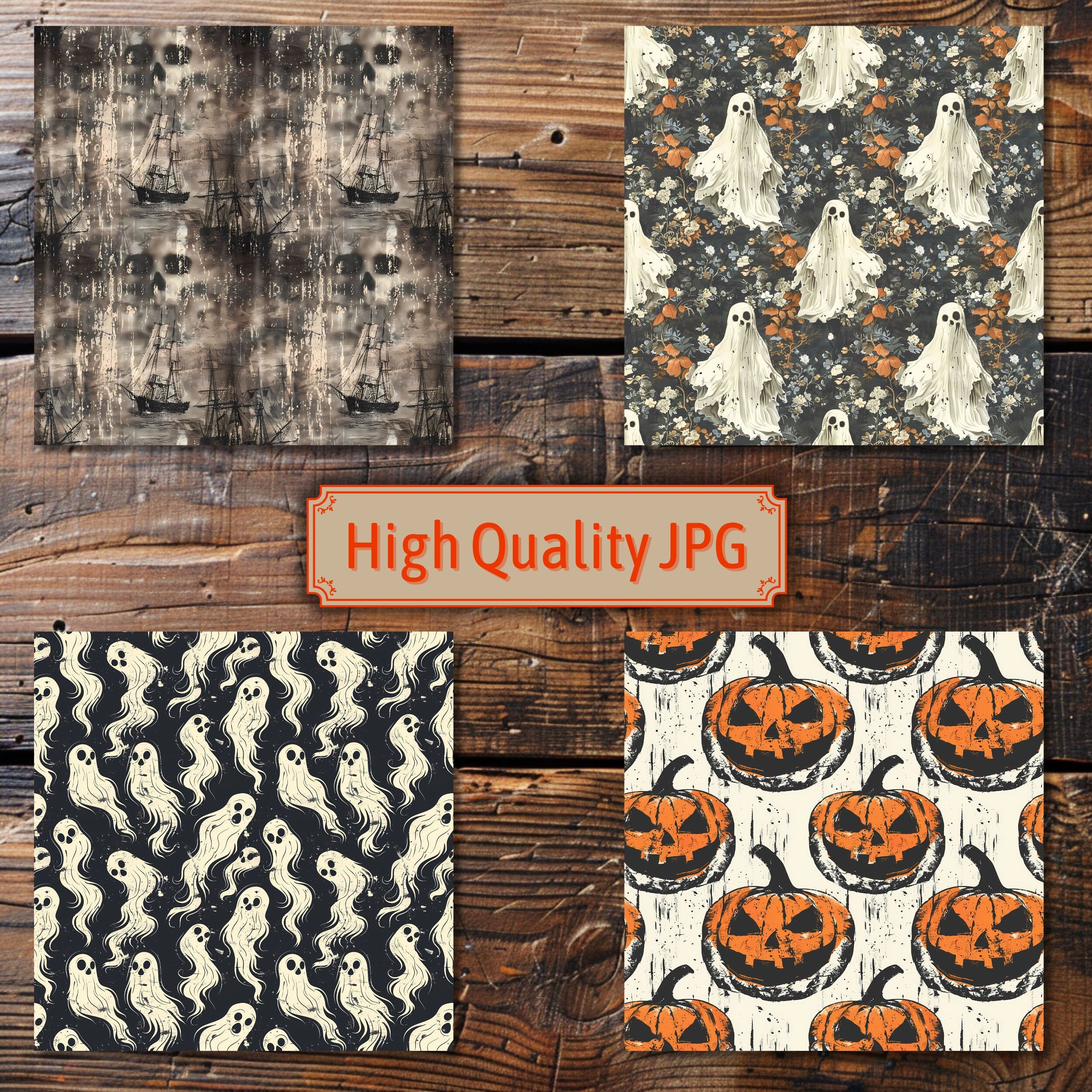 Vintage Halloween Seamless Digital Papers, Vintage Sheets, Digital ...