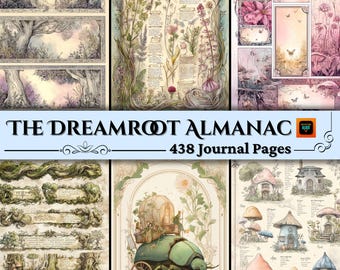 Strony dziennika „Fairy Junk”, cyfrowy papier vintage z motywem wróżek, arkusze z fantastycznymi kolażami, zaczarowane pamiątki ze scrapbookingu, technika mieszana w stylu shabby chic