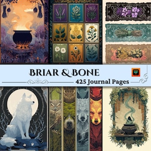 Pagan Junk Journal Pages, Witchy plakboekpapier, celestial collage sheets, BOS Grimoire, afdrukbare achtergronden hekserij, digitale tijdschriften