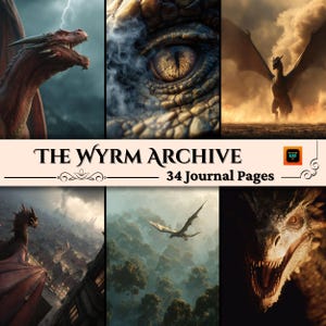 Pacchetto stampabile di Dragon Ephemera: kit per scrapbooking e diario fantasy, carta digitale con bestie mitologiche, pagine di artigianato con draghi per progetti fai da te.