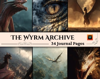 Dragon Ephemera Printable Bundle: Fantasy Scrapbook & Junk Journal Kit, Mythical Beast Digital Paper, Dragon Craft Pages for DIY Projects