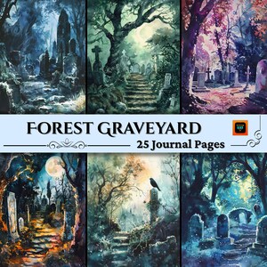 Forest Graveyard Fairy Scrapbook Pages, Spooky Forest Journal Kit, Fantasy Collage Printables, Digital Woodland Kit, Fairy Forest Collection