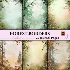 Woodland Background Scrapbook Pages, Fairy Junk Journal Kit, Forest Collage Printables, Digital Blank Page Kit, Fantasy Grimoire