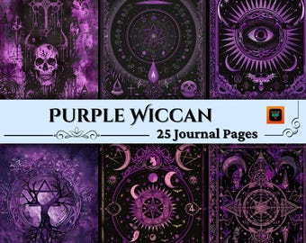 Purple Witchcraft Junk Journal Pages, Digital Scrapbook Paper Kit, Witch Spell Printable, Gothic BOS Collage Sheet, Vintage Wicca Ephemera