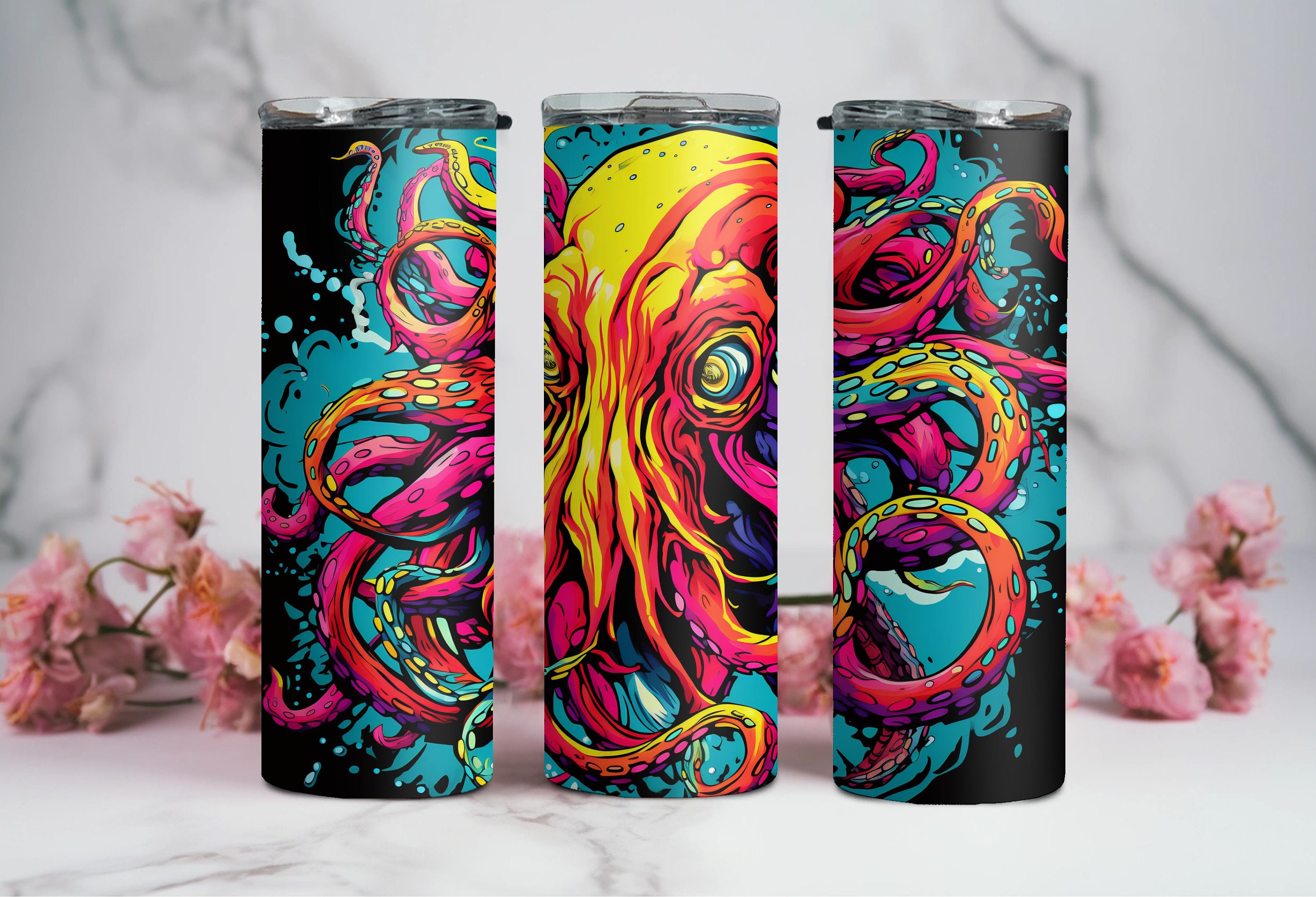 14 Pop Art Kraken Tumbler Sublimation Design Bundle Ocean Etsy