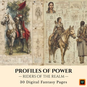 Fantasy Mounts Art, Fantasy Scrapbook Pages, Grimoire Printable Sheets, Gaming Prop, Worldbuilding, Collage Paper, Junk Journal, DnD Art