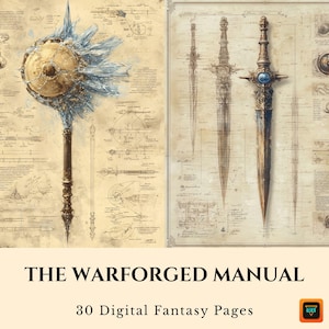 Fantasy Weapon Blueprints, Printable Sword & Axe Art, DnD Ephemera Pages, RPG Scrapbook Kit, Gaming or Cosplay Prop, BOS, Worldbuilding