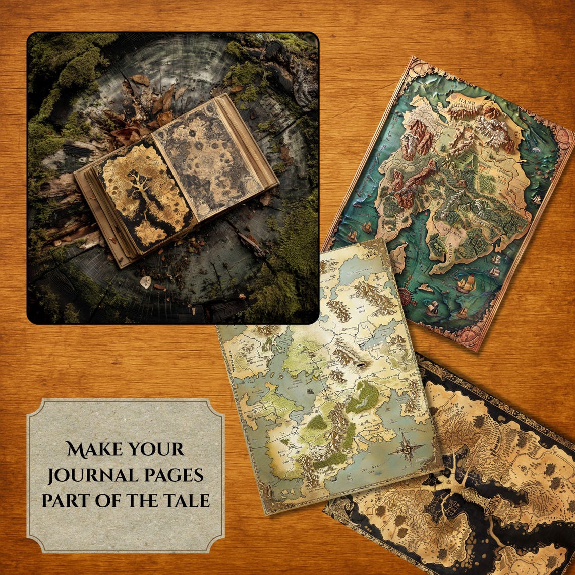 Fantasy Map Bundle 2 Scrapbook Pages, Fairy Kingdom Junk Journal Kit ...