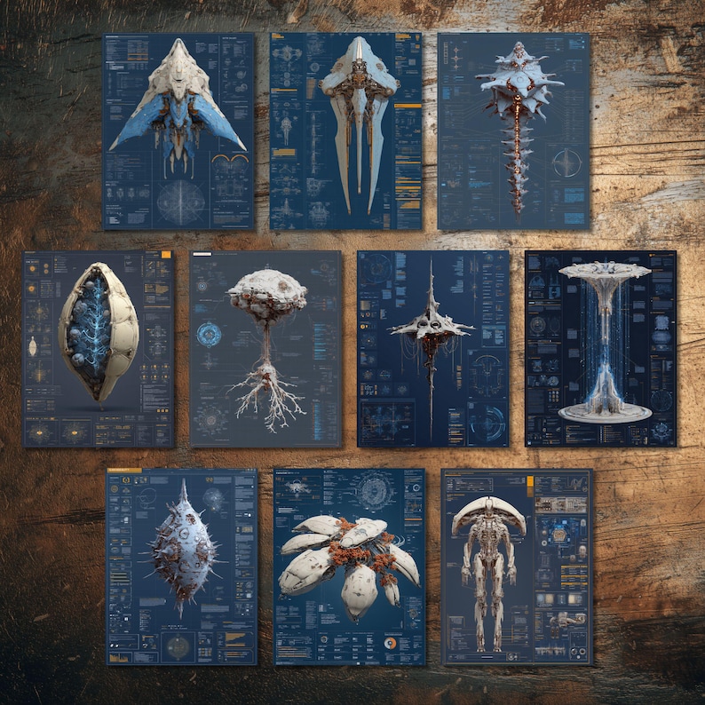 Sci-fi Alien Blueprints, TTRPG Handout, Cyberpunk Cosplay Prop, Science ...