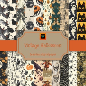 Vintage Halloween Seamless Digital Papers, Vintage Sheets, Digital Download, Junk Journal, Party Invitations, Sublimation, Wall Art, POD