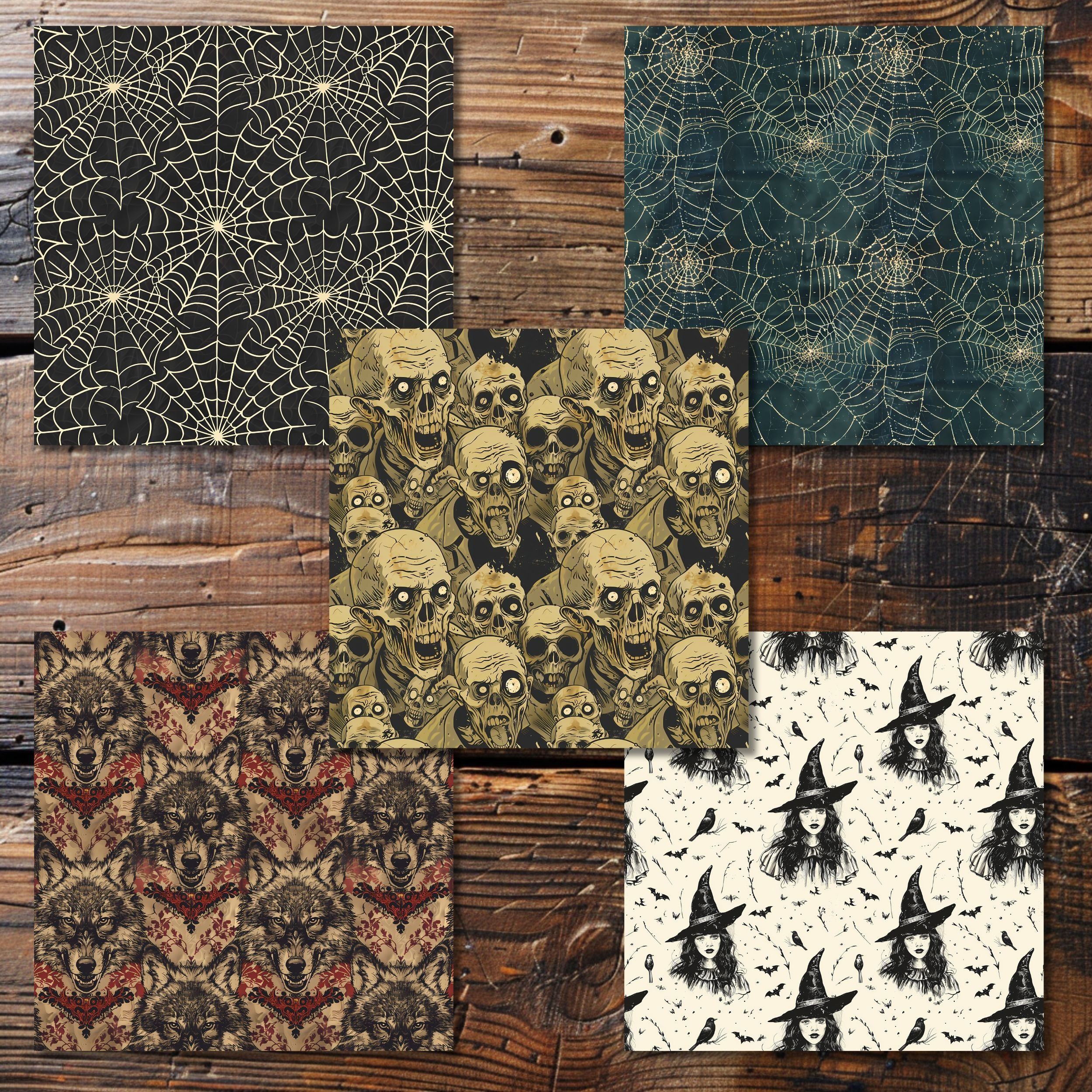 Vintage Halloween Seamless Digital Papers, Vintage Sheets, Digital ...