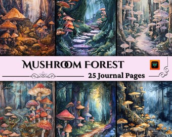 Mushroom Forest Fairy Scrapbook Pages, Mushroom Forest Journal Kit, Fantasy Collage Printables, Digital Woodland Kit, Fairy Collection