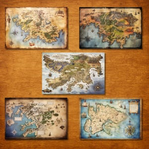 Fantasy Map Scrapbook Pages, Fairy Kingdom Junk Journal Kit, DnD Gaming And Cosplay Prop And Ephemera, Digital Download image 2
