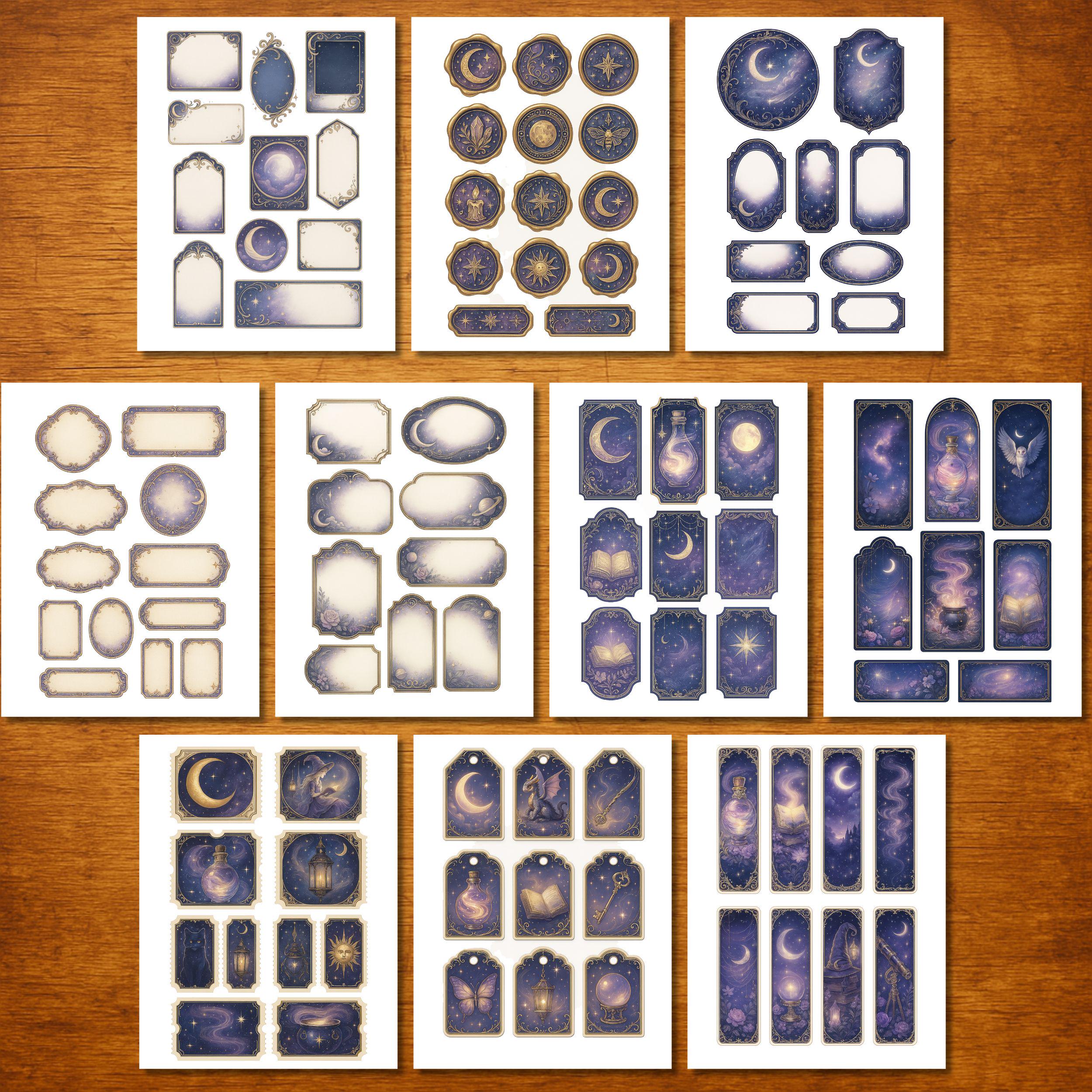 Wax and Wyrd Ephemera Kit, Celestial Printable Tags & Labels, Mystical ...