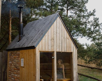 Sauna Plan blueprint and guide PDF - Shed - Outdoor Sauna - Wood Fired Sauna - Finish Sauna - DIY guide - Off Grid - Sauna building project