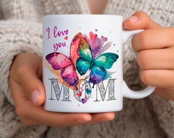 Taza I Love You Mom, regalo para ella, para mamá, mejor regalo para cumpleaños, taza de cafe , para dia de la madre, hermana. Taza 11oz