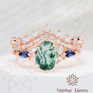 Ensemble de bagues de mariée en argent sterling 925 de coupe ovale, bague de mariage promise en moissanite, bague de fiançailles en alexandrite créée en laboratoire art déco pour femme