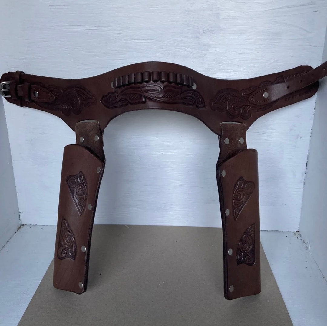 Western Leather Toy Cap Gun Holster Belt Cowboy Gun Holster Etsy