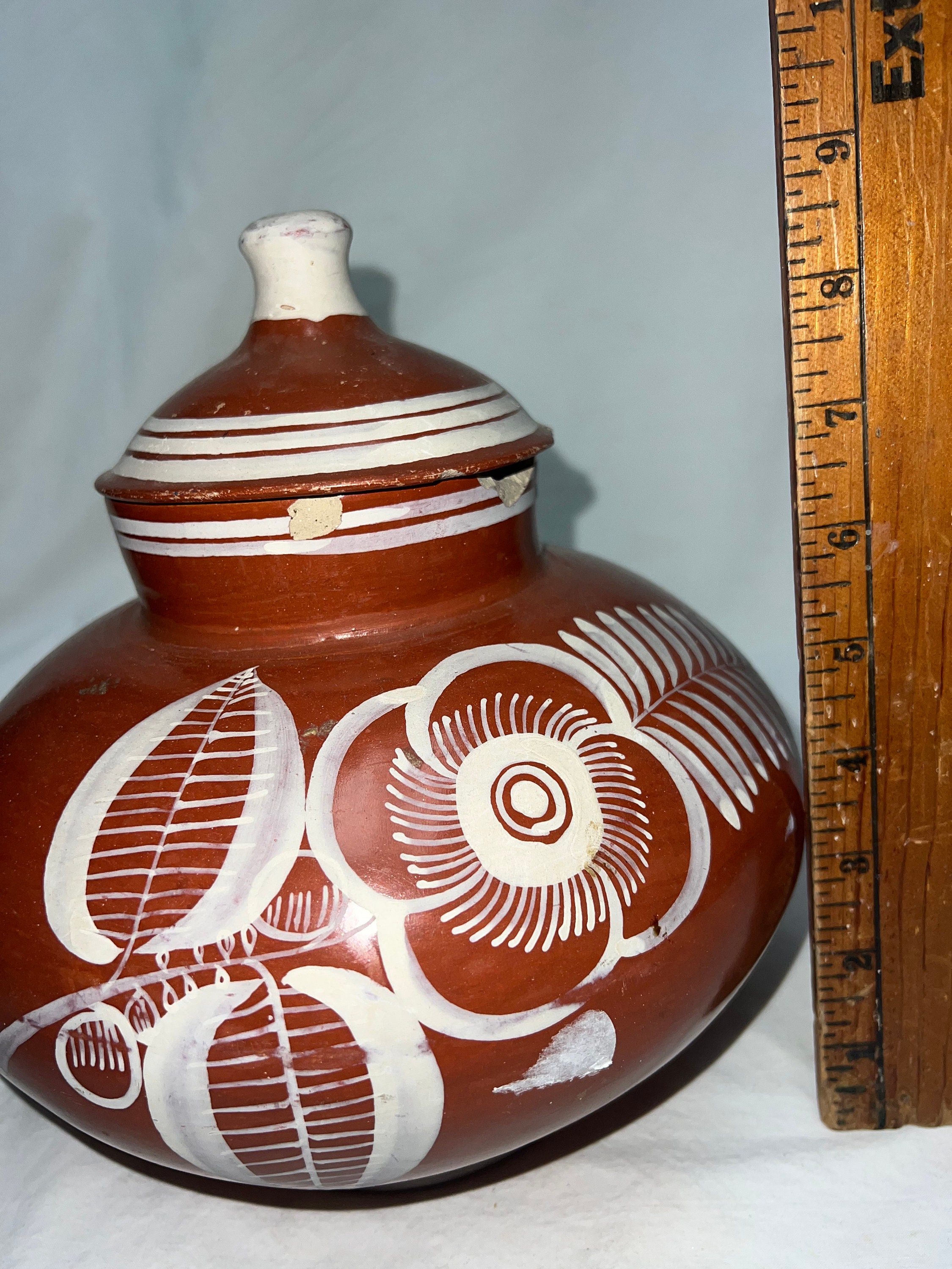 Antique Mexican Pottery Jar With Lid Boho Natural Home Decor Etsy