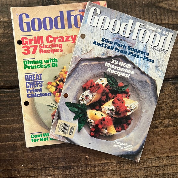 1988 Good Food Magazine Cook Book Bundle of 2, Cooking Backing Magazine Cookbook, Vintage Magazine, Vintage Cookbook, Grill Crazy, Pork