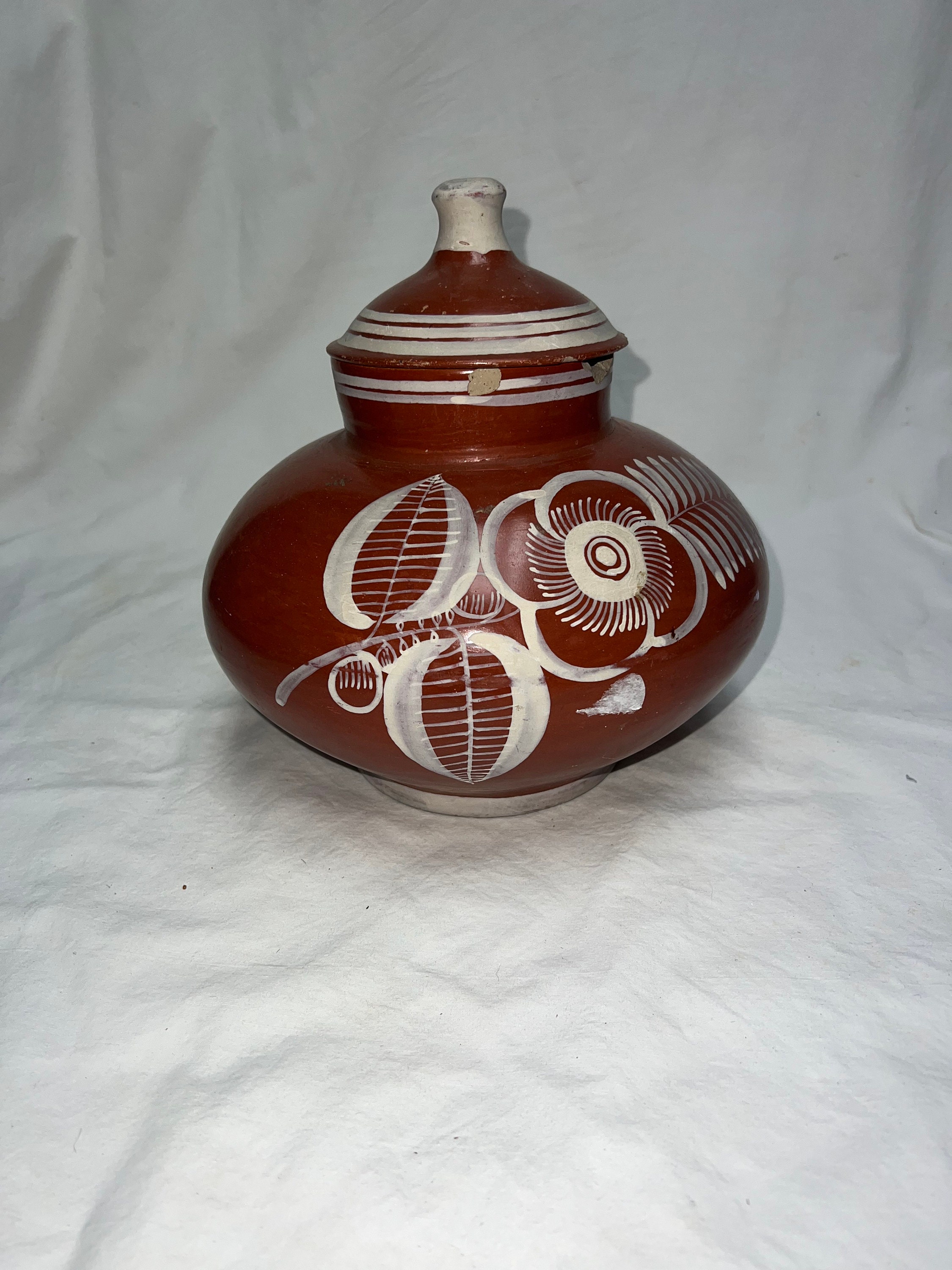 Antique Mexican Pottery Jar With Lid Boho Natural Home Decor Etsy