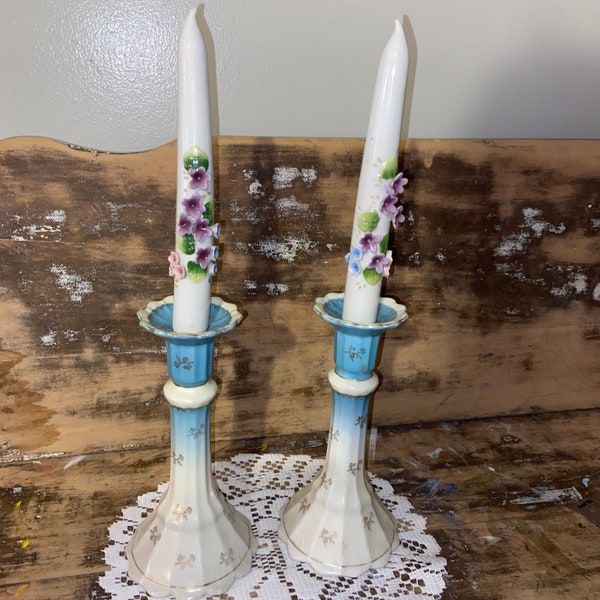 Ucagco 15” ceramic vintage candle and holder set (Japan)