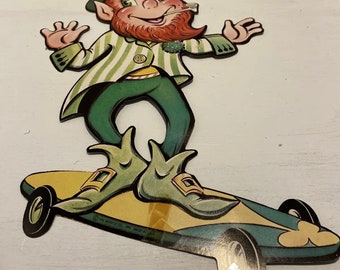 The Beistle Co.  Leprechaun Paper Die Cut, Vintage St Patrick’s Day Decorations, Vintage 1970’s Holiday Decorations