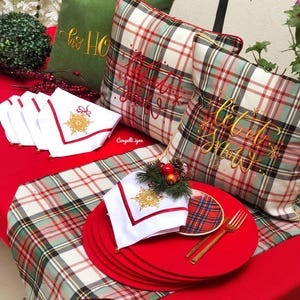 Green Plaid Table Runner: Stainproof Micro Honeycomb Fabric image 4
