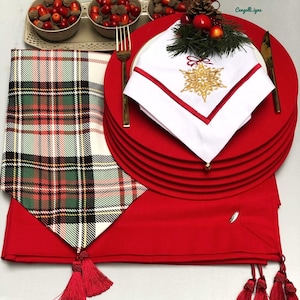 Green Plaid Table Runner: Stainproof Micro Honeycomb Fabric image 3