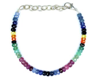 AAA+ Sapphire Bracelet, Faceted Bracelet, Sapphire Bracelet, Beaded Bracelet, Birthstone Bracelet, Precious Gemstone 7 Inch Making Jewellery