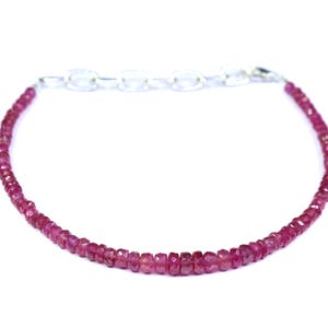 AAA++ Natural Ruby Faceted Beads Bracelet| Ruby Faceted Rondelle Beads| Ruby Bracelet&#39;s| Dainty Ruby Bracelet| Ruby Gemstone| Ruby Jewelry|