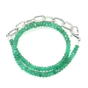 AAA+ Armband med naturliga smaragdpärlor Äkta smaragdpärlor 3 till 4 MM Fasetterade smaragdpärlor Armband med äkta smaragd 7 tum bild 2