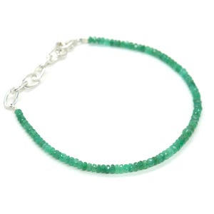 Pulsera de cuentas de esmeralda natural AAA+, auténticas cuentas de gema de esmeralda de 3 a 4 mm, cuentas facetadas redondas de esmeralda, pulsera de esmeralda auténtica de 7 pulgadas