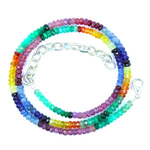 Natural Multi Sapphire Faceted Rondelle Beads 3.5-4 MM Rondelle Sapphire Gemstone Beads Sapphire Beads Strand 17 Inches Weight 69.00 Carats.