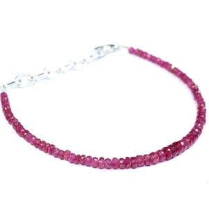 AAA+++ Unheated Natural Ruby Faceted Rondelle Beads 7 Inches Bracelet, Natural Ruby Gemstone Beads Bracelet, Rare Ruby Beads Bracelet 3-5 MM