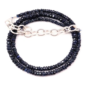 Natural Blue Sapphire Beaded Necklace, Sapphire Necklace, Faceted Blue Sapphire, September Birthstone, Elegant Blue Necklace  2.5 To 5.5MM