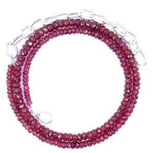 AAA+++ natuurlijke robijnrode facetgeslepen rondellekralen 16 inch ketting, ketting met natuurlijke robijnrode edelsteenkralen, ketting met zeldzame robijnkralen voor sieraden