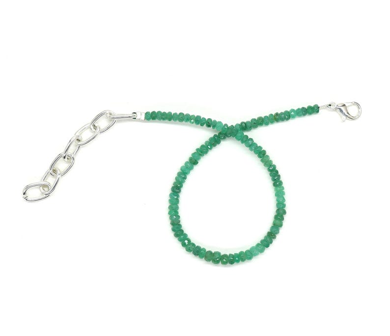AAA+ Armband med naturliga smaragdpärlor Äkta smaragdpärlor 3 till 4 MM Fasetterade smaragdpärlor Armband med äkta smaragd 7 tum bild 4