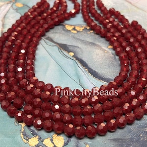 Red Hydro Faceted Loose Gemstone Beads: 7mm, Round Fancy Cut