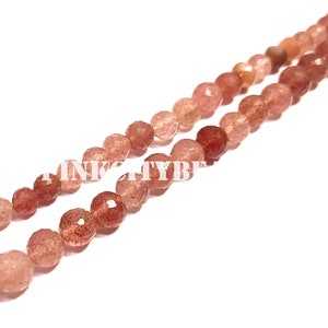Rear Strawberry Quartz Round Shape Beads/ Beads For Jewelry/ Red Strawberry Quartz Faceted Gemstone Beads/ 6-11mm/ 8 Inch strand