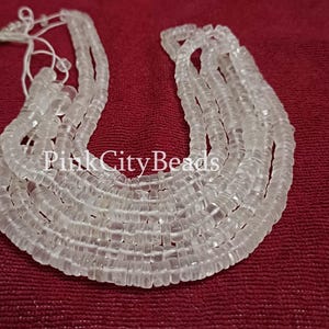 Crystal Quartz Heishi Tyre Shape Beads/ Craft Sale/ Rear White Crystal Quartz Smooth Gemstone Beads/ 5-6mm/ 8 Inch strand