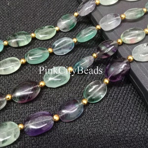 Multi Fluorite Oval Shape Beads/ Beads For Jewelry/ Natural Fluorite Smooth Gemstone Beads/ 9x12-10x15mm/ 8 Inch Strand