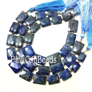 Natural Lapis Lazuli Rectangle Shape Beads/ Semi Precious/ Blue Lapis Lazuli Faceted Gemstone Beads/ 10x15-13x16mm/ 8 Inch Strand