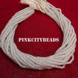 Zircon Cube Rondelle Shape Beads/ AAA Quality/ White Zircon Faceted Loose Gemstone Beads/ 2.50-3mm/ 8 Inch Strand