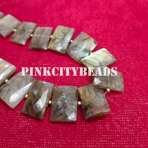 Multi Fire Labradorite Faceted Gemstone Beads/ Jewelry Craft/ Natural Labradorite Rectangle Shape Beads/ 11x19-14x20mm/ 8 Inch Strand