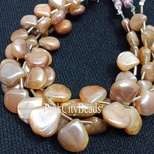 Silver Moonstone Handmade Gemstone Beads/ Beads For Jewelry/ Yellow Coated Moonstone Heart Shape Beads/ 7-10mm/ 8 Inch Strand
